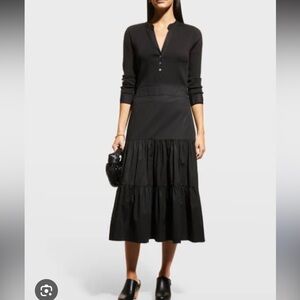 Veronica Beard Peralta Knit Tiered Button-Front Midi Dress XS